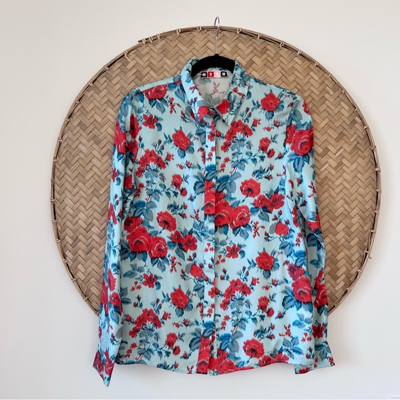 MSGM 100%‎ SILK GORGEOUS FLORAL BUTTON UP BLOUSE - MADE IN ITALY - Picture 4 of 14